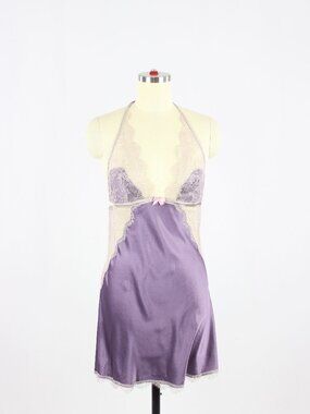 NWT VICTORIA'S SECRET Lavender Purple Satin Lace Trim Slip Dress, Size M